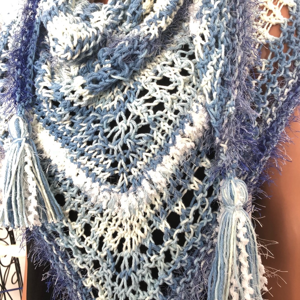 Hand Knits 2 Love Cotton Triangle Shawl Ombré Hip